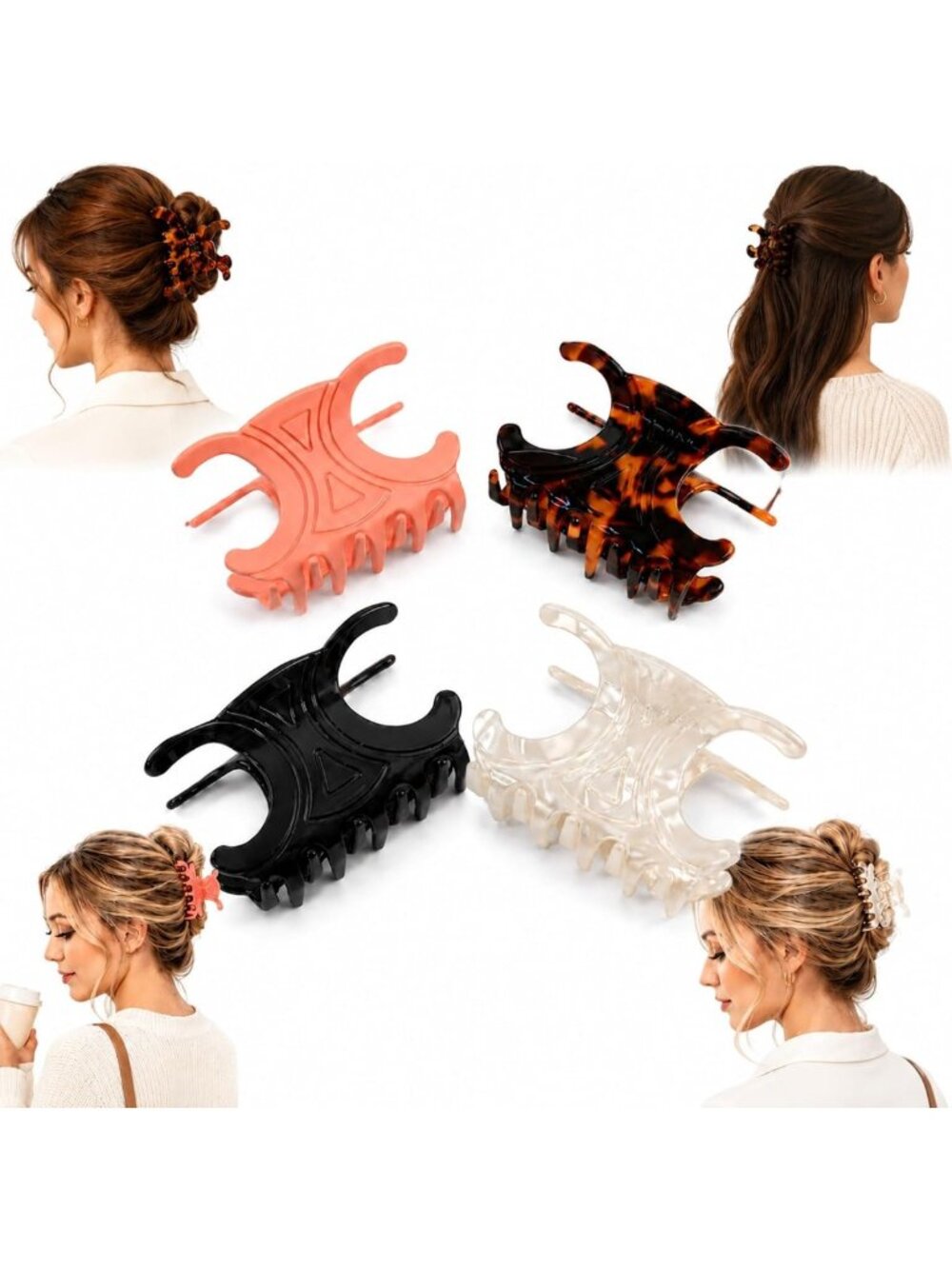 4 Pack Butterfly Hair Claw Clips - Durable Non-Slip Jaw Clips for All Hair Types